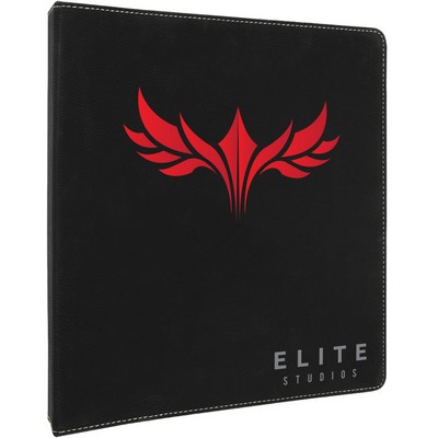 10 ½" x 11 ½" Black/Silver Leatherette 3-Ring Binder w/ 1" Slant D-Rings